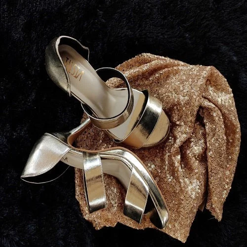 Band It ! Gold Shiny Heels Bridal Shoes