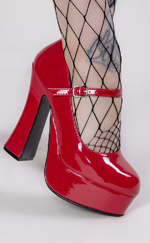 DOLLY-50 Red Patent Mary Jane Heels