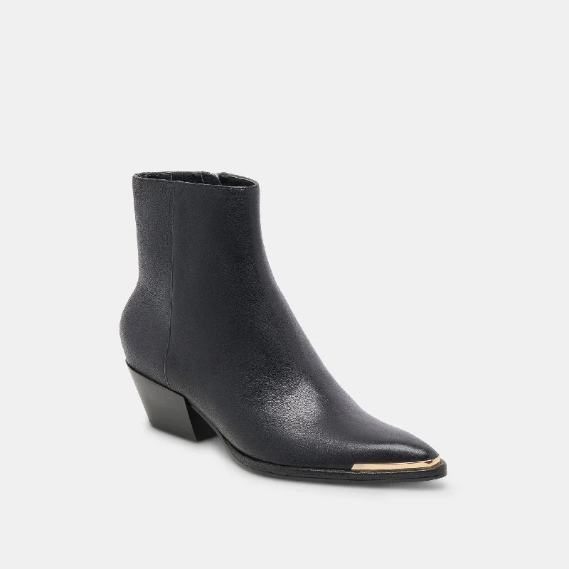 NONAH WIDE BOOTIES BLACK LEATHER