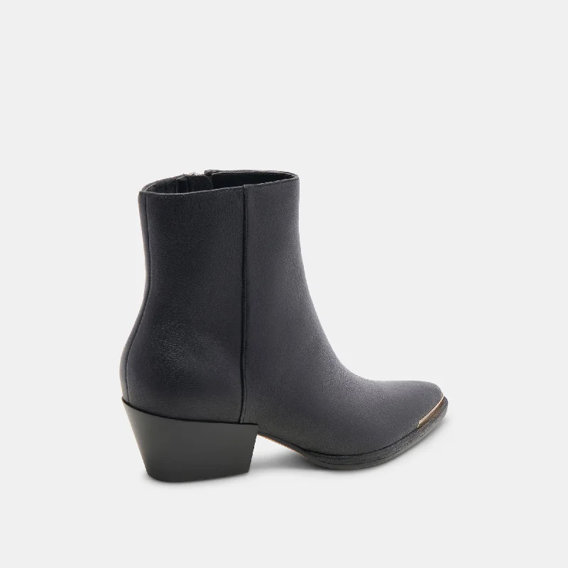 NONAH WIDE BOOTIES BLACK LEATHER