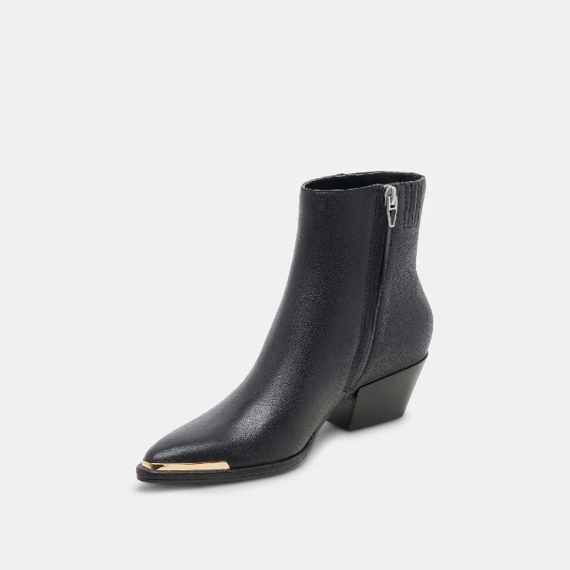 NONAH WIDE BOOTIES BLACK LEATHER