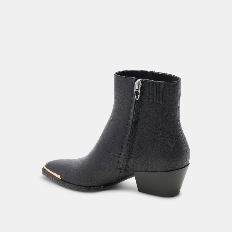 NONAH WIDE BOOTIES BLACK LEATHER