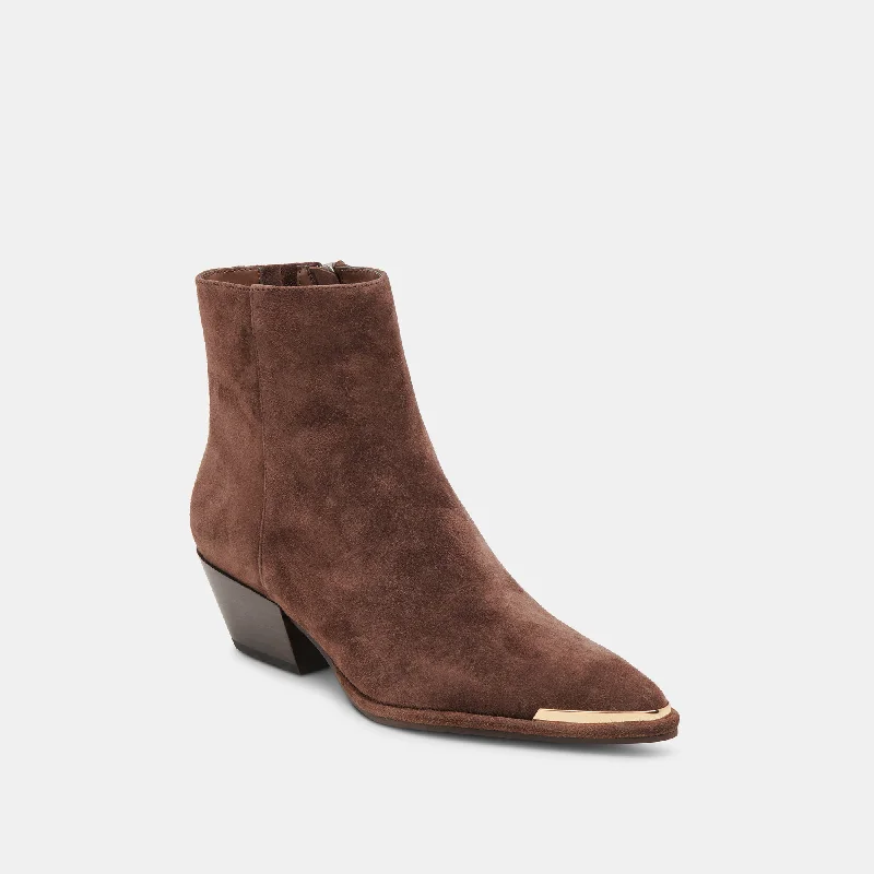 NONAH WIDE BOOTIES DK BROWN SUEDE