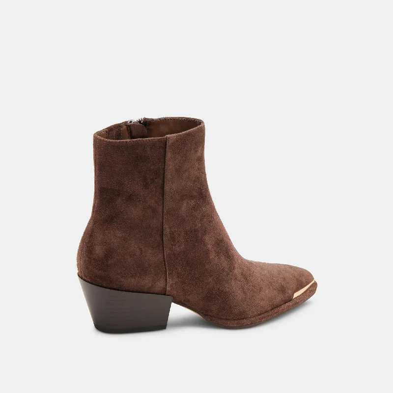 NONAH WIDE BOOTIES DK BROWN SUEDE