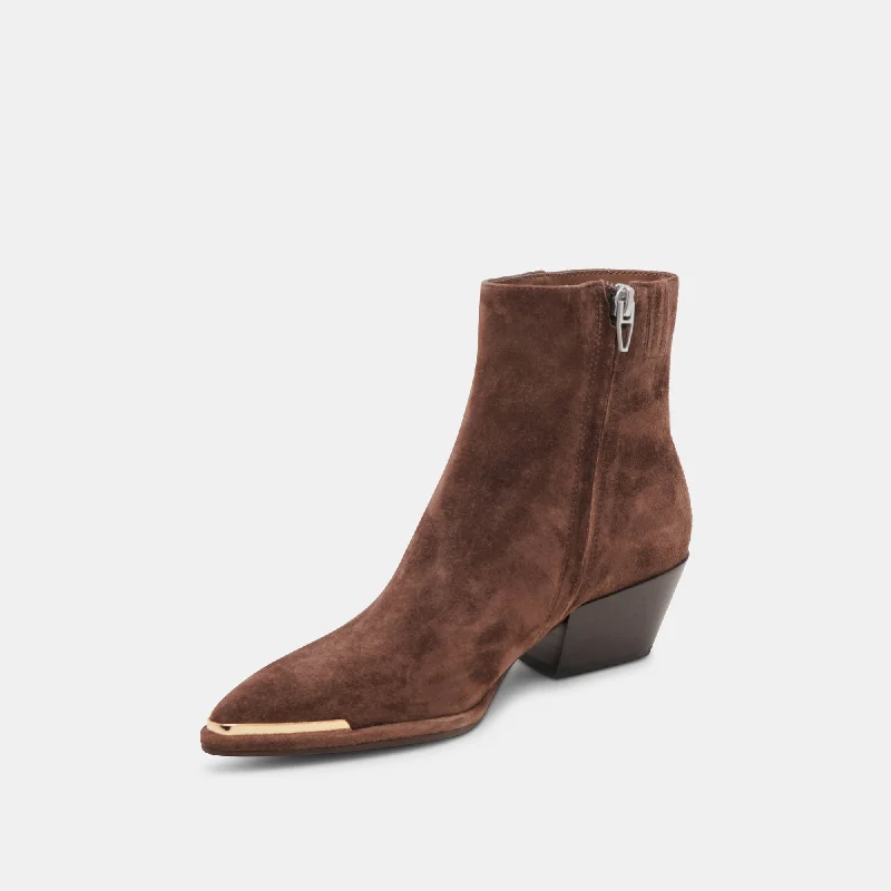 NONAH WIDE BOOTIES DK BROWN SUEDE