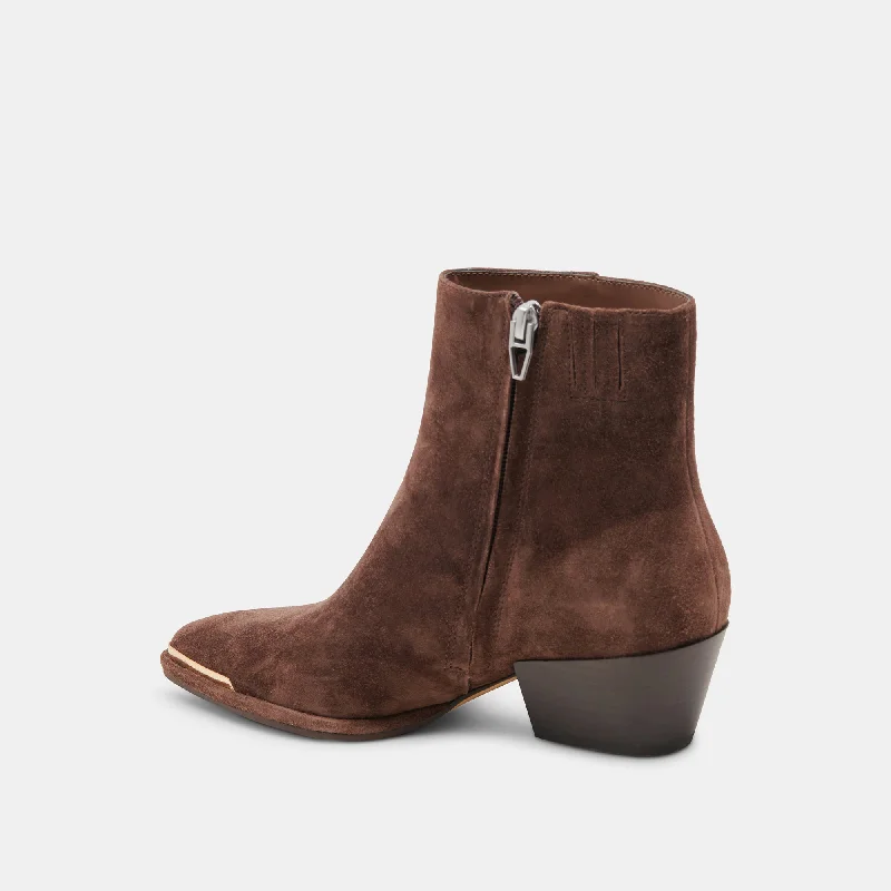 NONAH WIDE BOOTIES DK BROWN SUEDE