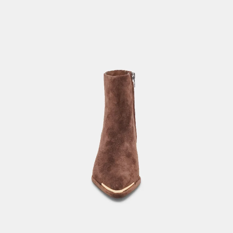 NONAH WIDE BOOTIES DK BROWN SUEDE