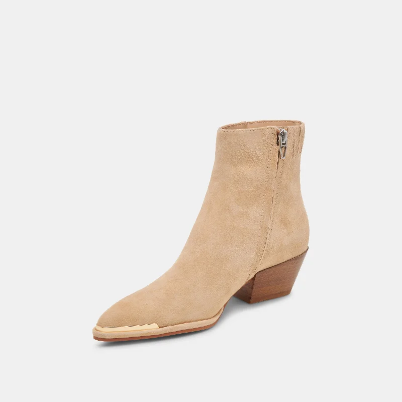 NONAH WIDE BOOTIES TAN SUEDE