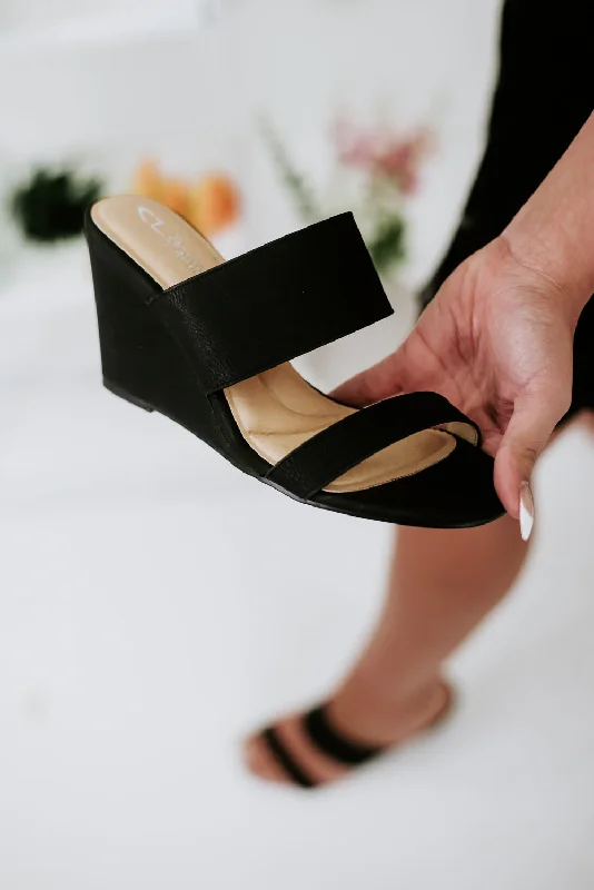 Feeling Fanciful Wedge Sandal, Black