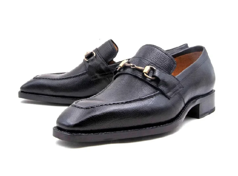 ""Harry"" Lama Skin Slip-On Loafer Black