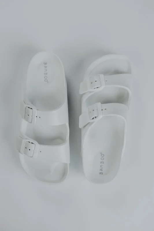 White Double Buckle Sandals