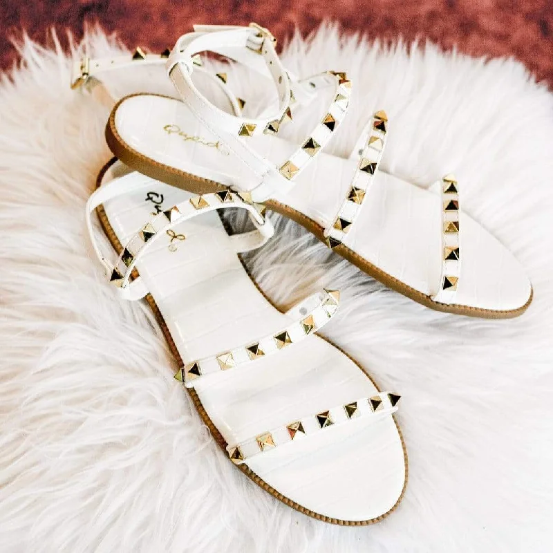 White Gold Jeweled Sandals