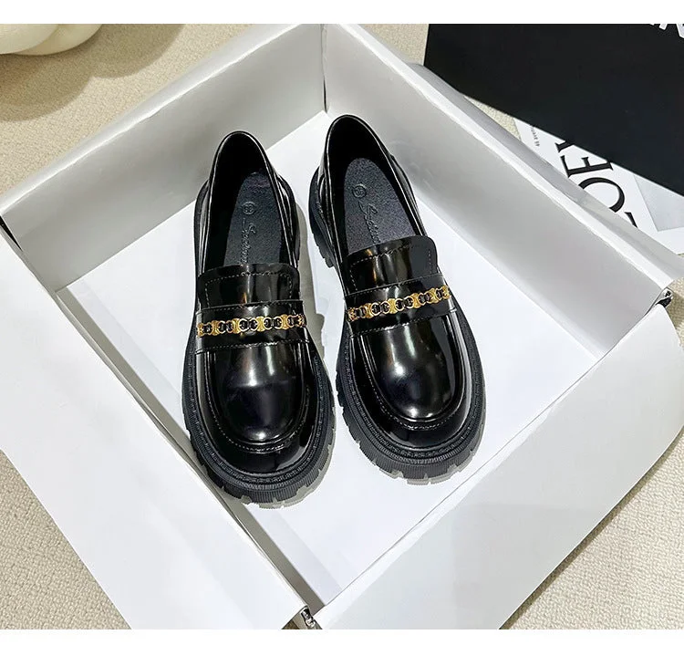 Women's Platform Retro British Style Chunky Small Loafers