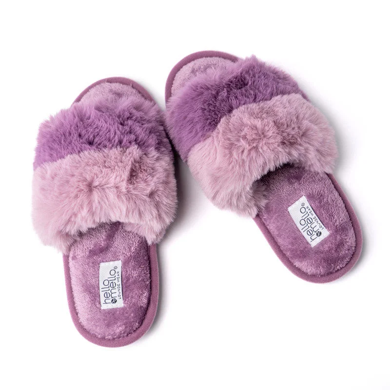 Hello Mello Cotton Candy Puff Slippers - Grape