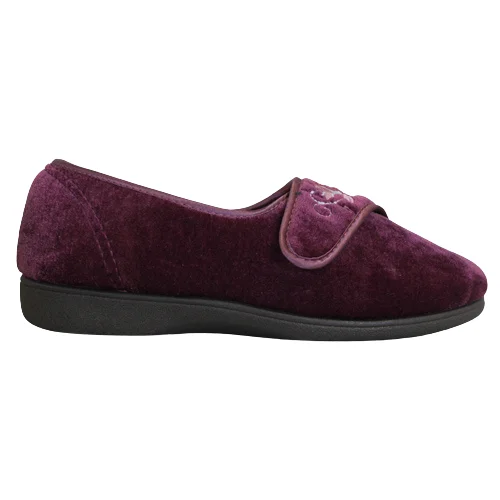 Cipriata Velcro Slippers - Jolene - Burgundy