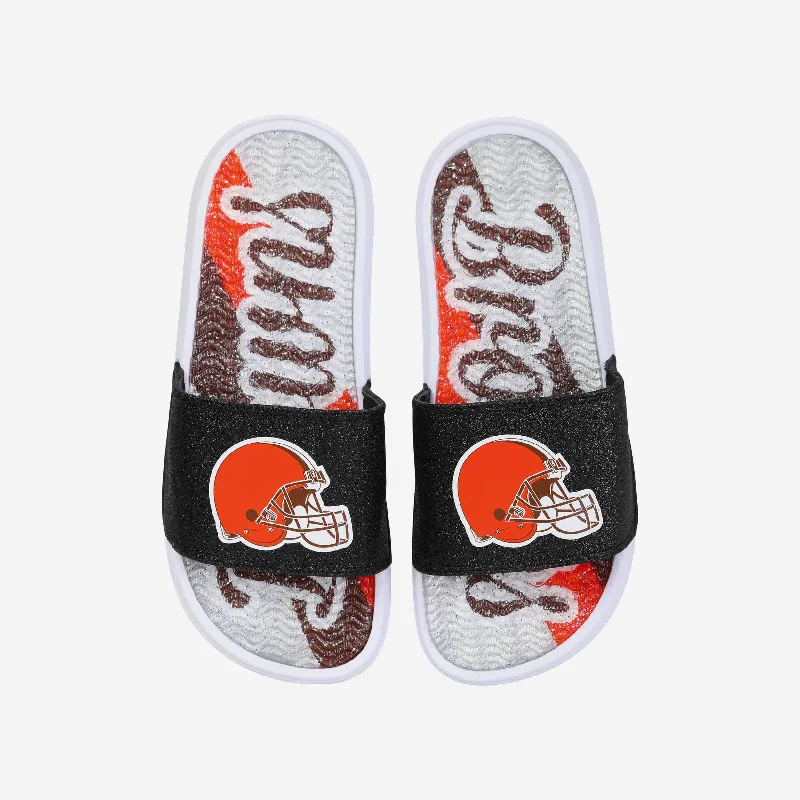 Cleveland Browns Womens Glitter Gel Slide