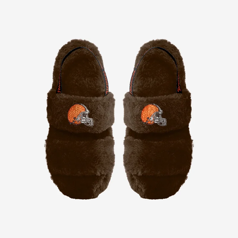 Cleveland Browns Womens Heel Strap Wordmark Fur Slide