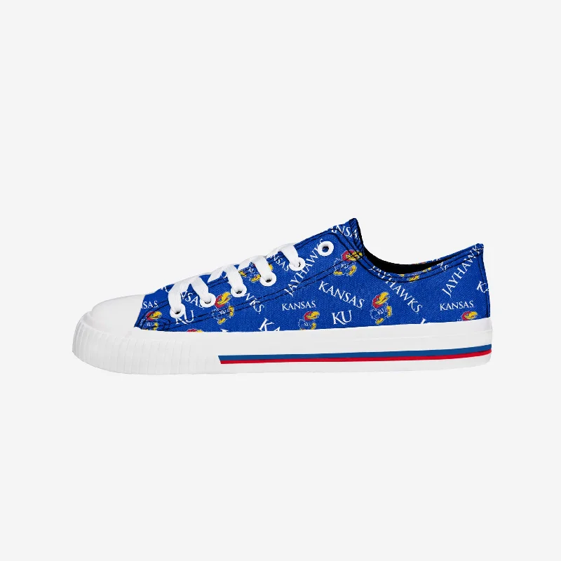 Kansas Jayhawks Womens Low Top Repeat Print Canvas Shoe