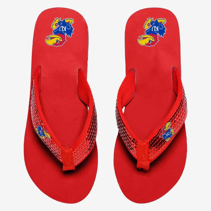 Kansas Jayhawks Womens Sequin Flip Flop