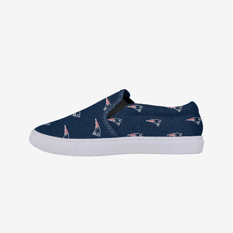 New England Patriots Womens Repeat Logo Slip On Canvas Shoe