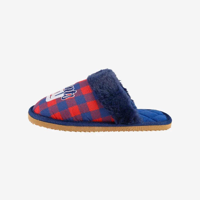 New York Giants Womens Plaid Sherpa Mule Slipper