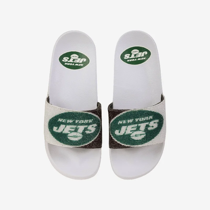 New York Jets Womens Big Logo Shimmer Slide