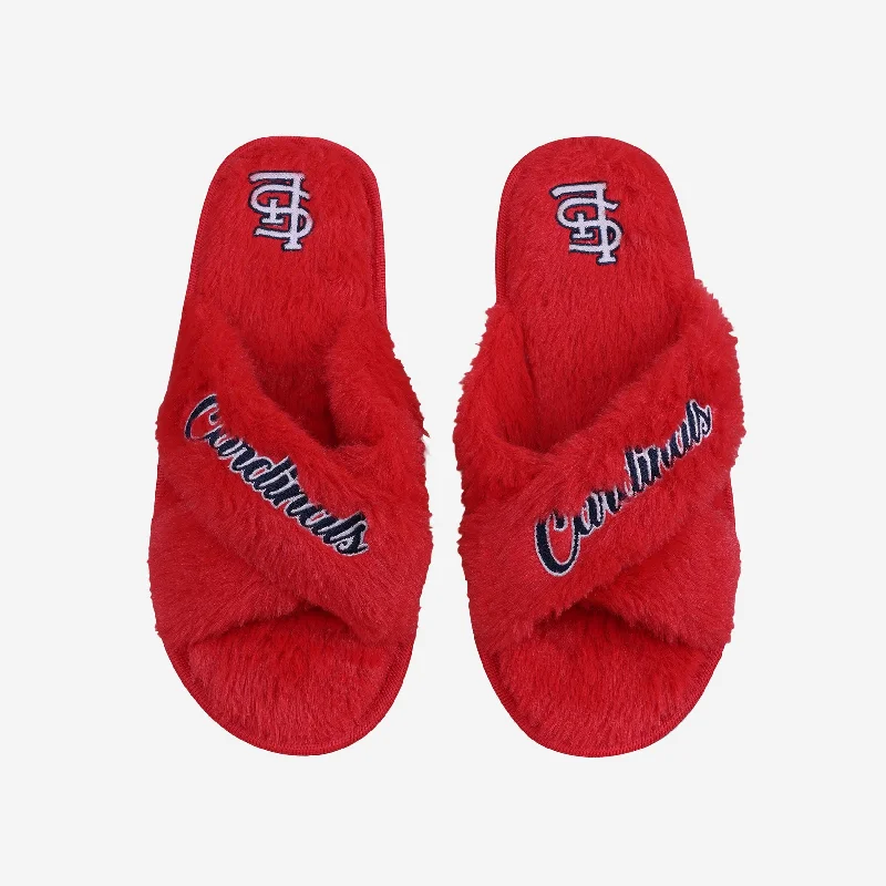 St Louis Cardinals Womens Script Wordmark Fur Cross Slide