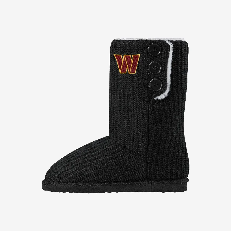 Washington Commanders Womens Knit High End Button Boot Slipper